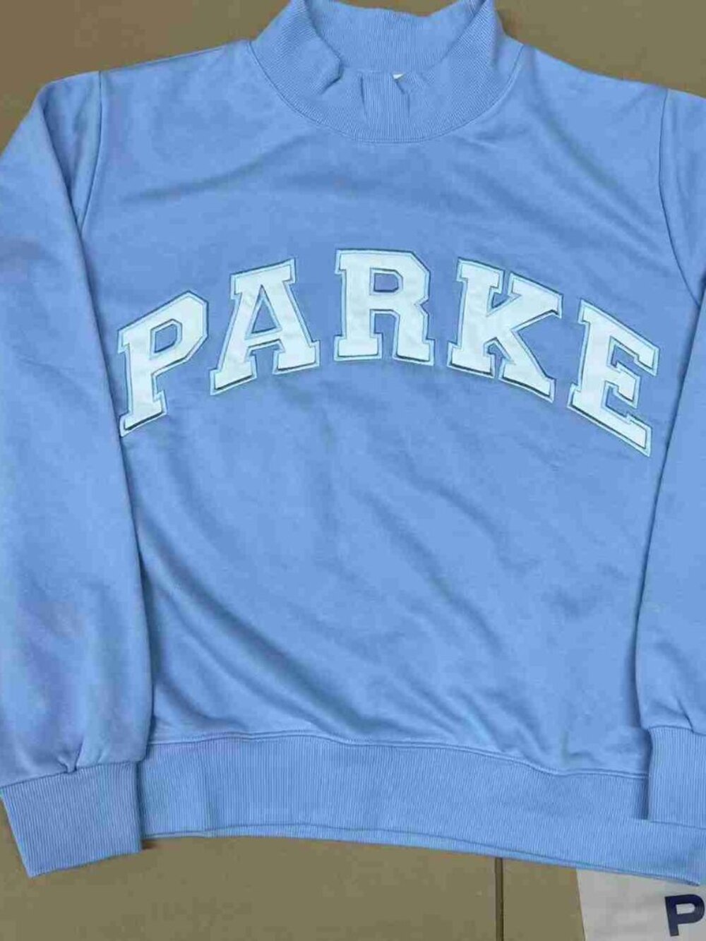 PARKE Light Blue Mock Neck Logo Sweatshirt